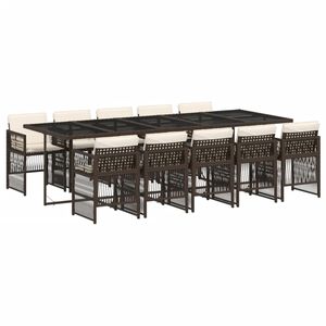 vidaXL 11-delige Tuinset met kussens poly rattan bruin