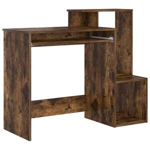 vidaXL Bureau met lade Gerookt eiken 106 x 41 x 88.5 cm Bewerkt hout