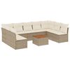 vidaXL 10-delige Loungeset met kussens poly rattan beige