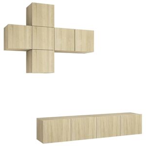 vidaXL 7-delige Tv-meubelset spaanplaat sonoma eikenkleurig