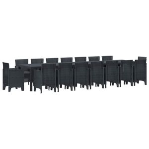 vidaXL Tuin Eettafelset met kussens met kussen 17 pcs Antraciet PP