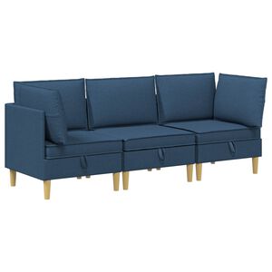 vidaXL Modulaire Sofa Set met Opslag 3 pcs Blauw Stof