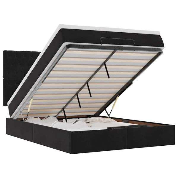 vidaXL Ottoman bed met matrassen 140x190cm fluweel zwart