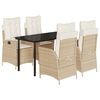 vidaXL 5-delige Tuinset met kussens poly rattan beige