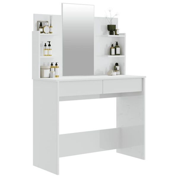vidaXL Kaptafel met spiegel 96x40x142 cm hoogglans wit