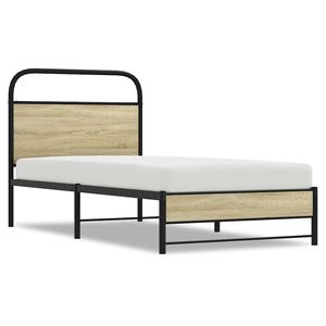 vidaXL Bedframe zonder matras bewerkt hout sonoma eikenkleur 75x190 cm
