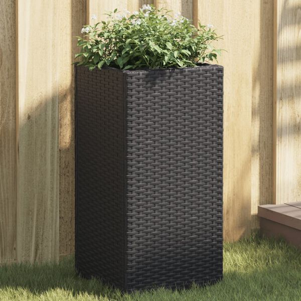 vidaXL Plantenbakken 2 st 30x30x60 cm poly rattan zwart