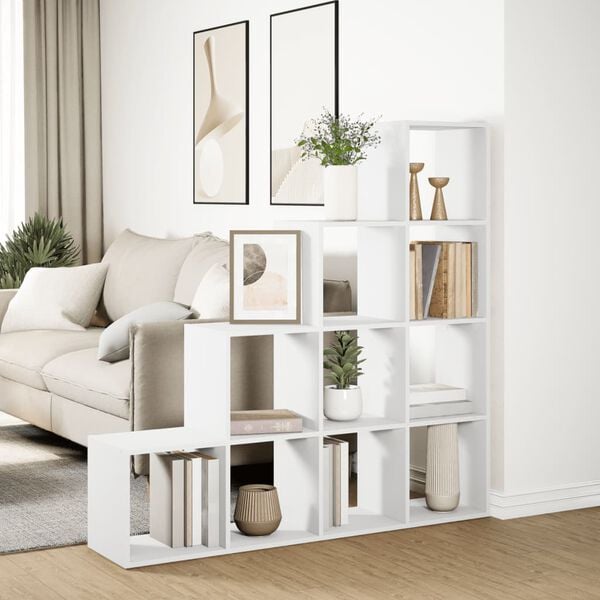 vidaXL Kamerscherm / boekenkast 4-laags 131,5x29x131,5 cm hout wit