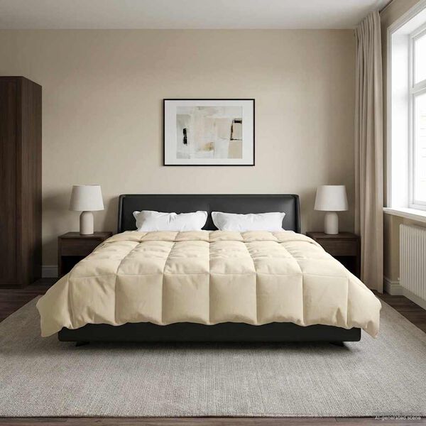 vidaXL Winter Dekbed Gekwilt Cr&egrave;me 220 x 240 cm Microfiber