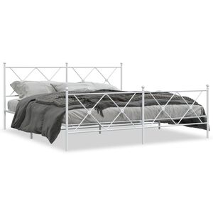 vidaXL Bedframe met hoofd- en voeteneinde metaal wit 180x200 cm