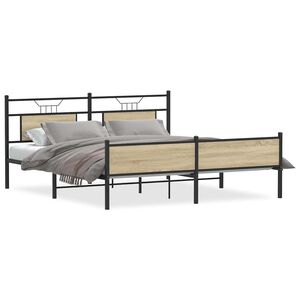 vidaXL Bedframe zonder matras metaal sonoma eikenkleurig 183x213 cm
