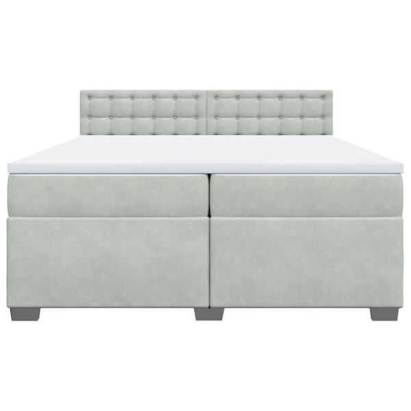 vidaXL Boxspring met matras fluweel lichtgrijs 200x200 cm