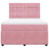 vidaXL Boxspring met matras fluweel roze 140x200 cm
