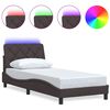 vidaXL Bedframe met LED zonder matras 90x190 cm stof donkerbruin