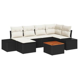 vidaXL Tuin Sofa Set 7 st Zwart en wit