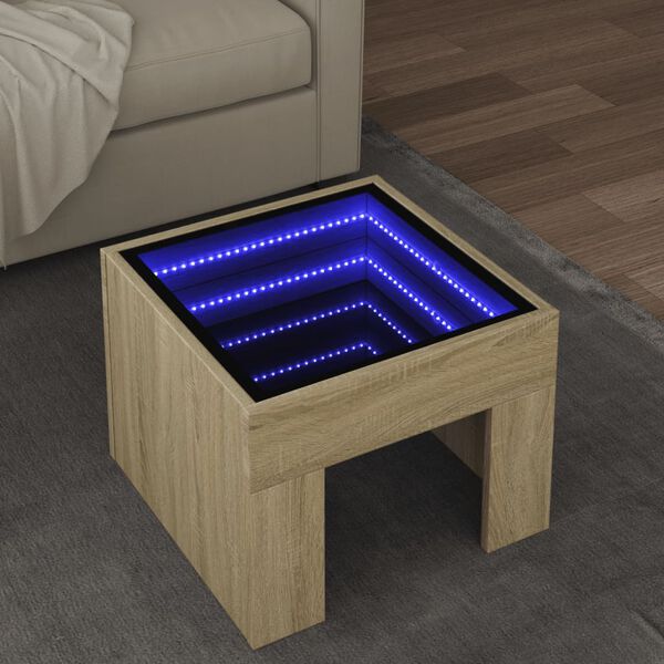 vidaXL Salontafel met Infinity LED 40x40x30 cm sonoma eikenkleurig