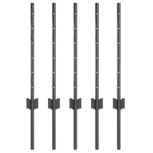 vidaXL ingegraven hekpalen 5 st Grijs 100 cm Gepoedercoat staal