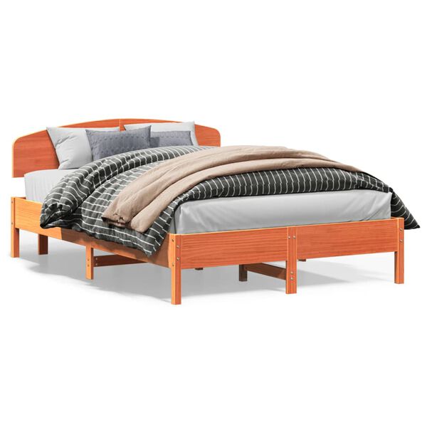 vidaXL Bedframe zonder matras massief grenenhout wasbruin 140x200 cm