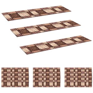 vidaXL Trapmatten 15 st 76 x 20 cm Bruin Polyester Rechthoekig