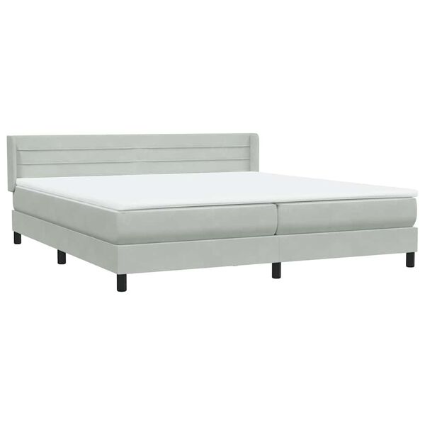 vidaXL Boxspring met matras fluweel lichtgrijs 200x210 cm
