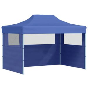 vidaXL Partytent met 3 zijwanden inklapbaar 3x4 m staal blauw