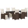 vidaXL Tuin eettafelset met kussen 7 pcs Bruin poly rattan