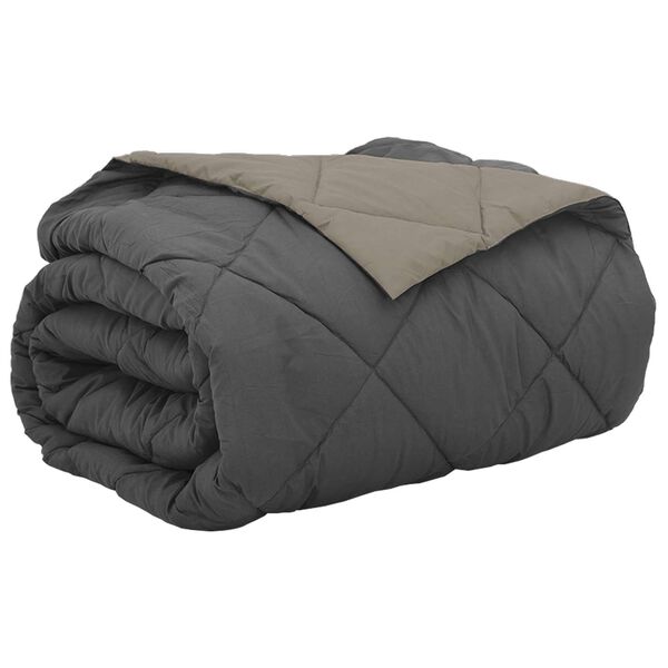 vidaXL Zomerdekbed Lichtgrijs en Antraciet 220 x 260 cm Microfiber