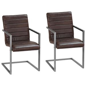 vidaXL Eetkamerstoelen 2 st echt leer bruin