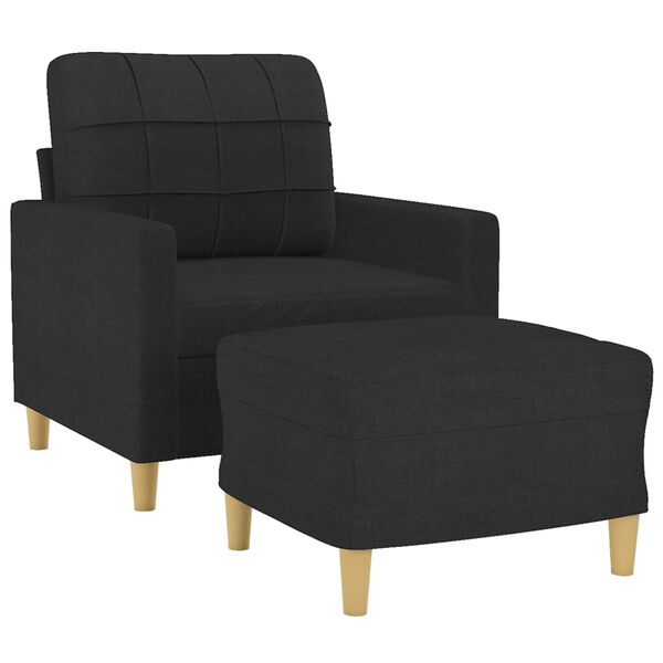 vidaXL Fauteuil met voetenbank 60 cm stof zwart
