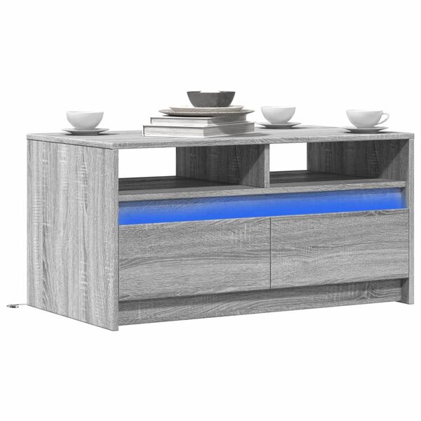 vidaXL Salontafel met LED-verlichting bewerkt hout grijs sonoma eiken