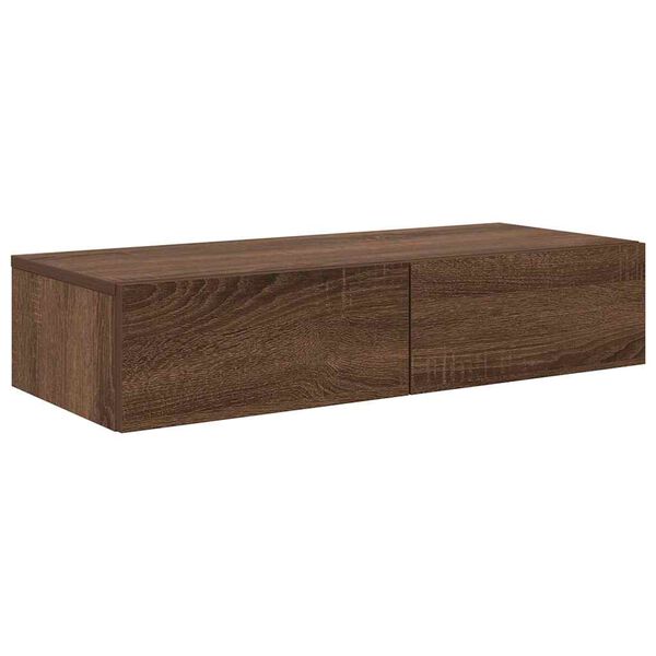 vidaXL Wandschap met lades 80x33x17 cm bewerkt hout bruin eikenkleurig
