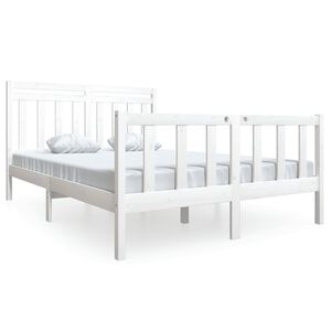 vidaXL Bedframe massief hout wit 140x190 cm