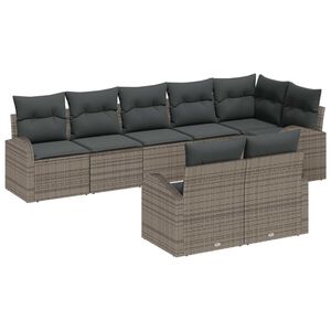vidaXL Tuinbankenset met kussen met opslag 8 pcs Grijs poly rattan