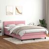 vidaXL Boxspring met matras en LED fluweel roze 140x220 cm