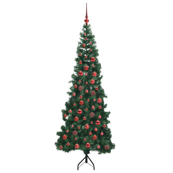 vidaXL Hoek Kunstkerstboom met 300 LED Groen 180 cm PVC en Metaal