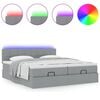 vidaXL Ottoman bed met matrassen en LED's 200x200cm stof lichtgrijs