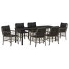 vidaXL Tuin eettafelset met kussen 7 pcs Grijs poly rattan