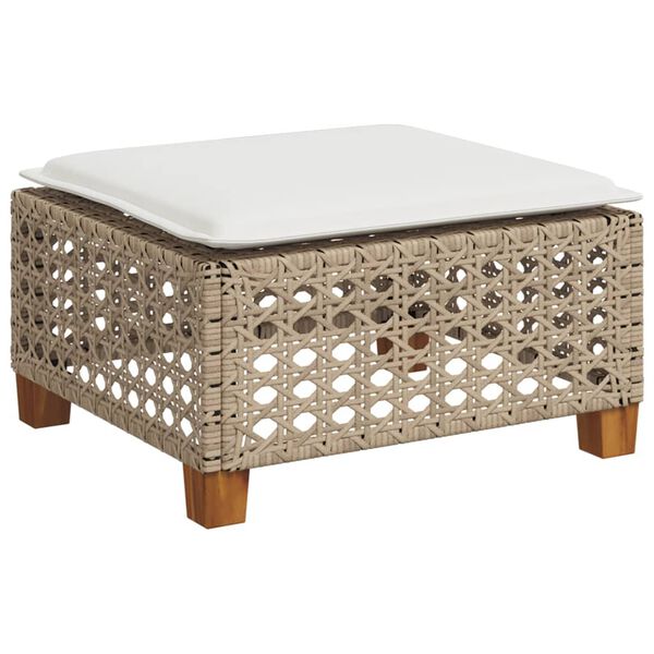 vidaXL Tuinkruk met kussen 63,5x56x32 cm poly rattan beige