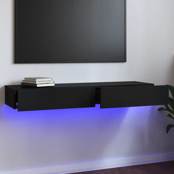vidaXL Tv-meubel met LED-verlichting 120x35x15,5 cm hoogglans zwart