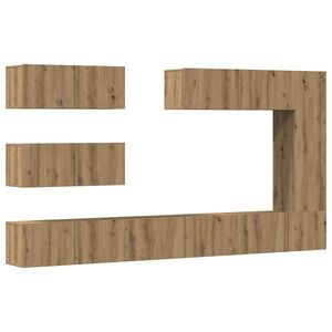 vidaXL 7-delig Tv-meubelset wandmontage bewerkt hout artisanaal eiken