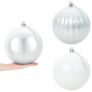 vidaXL Kerstballenset XXL 3 st Wit &Oslash; 25 cm Kunststof