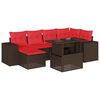 vidaXL 7-delige tuinbankset met kussens, bruin polyrotan
