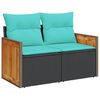 vidaXL 6-delige Loungeset met kussens poly rattan acacia zwart