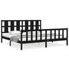 vidaXL Bedframe met hoofdbord massief hout zwart 200x200 cm