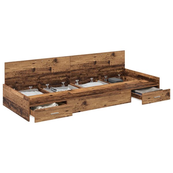 vidaXL Bedframe met hoofdeinde Oud Hout 100 x 200 cm Bewerkt hout