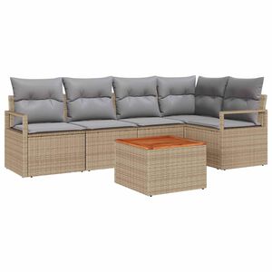 vidaXL Tuinbankenset met kussen 6 pcs Beige poly rattan