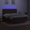 vidaXL Boxspring met matras en LED stof donkerbruin 180x200 cm