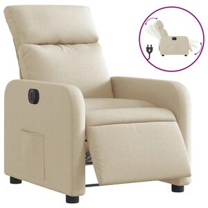 vidaXL Fauteuil verstelbaar elektrisch stof cr&egrave;mekleurig