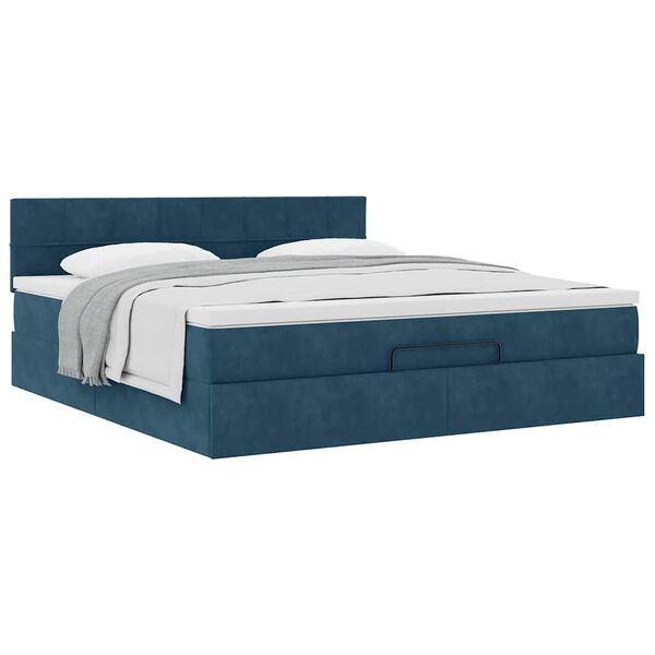 vidaXL Ottoman bed met matras 180x200 cm fluweel donkerblauw