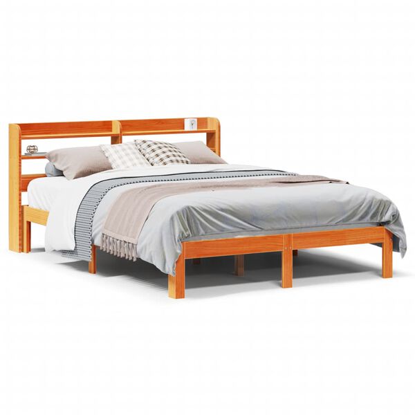 vidaXL Bedframe zonder matras massief grenenhout wasbruin 120x200 cm